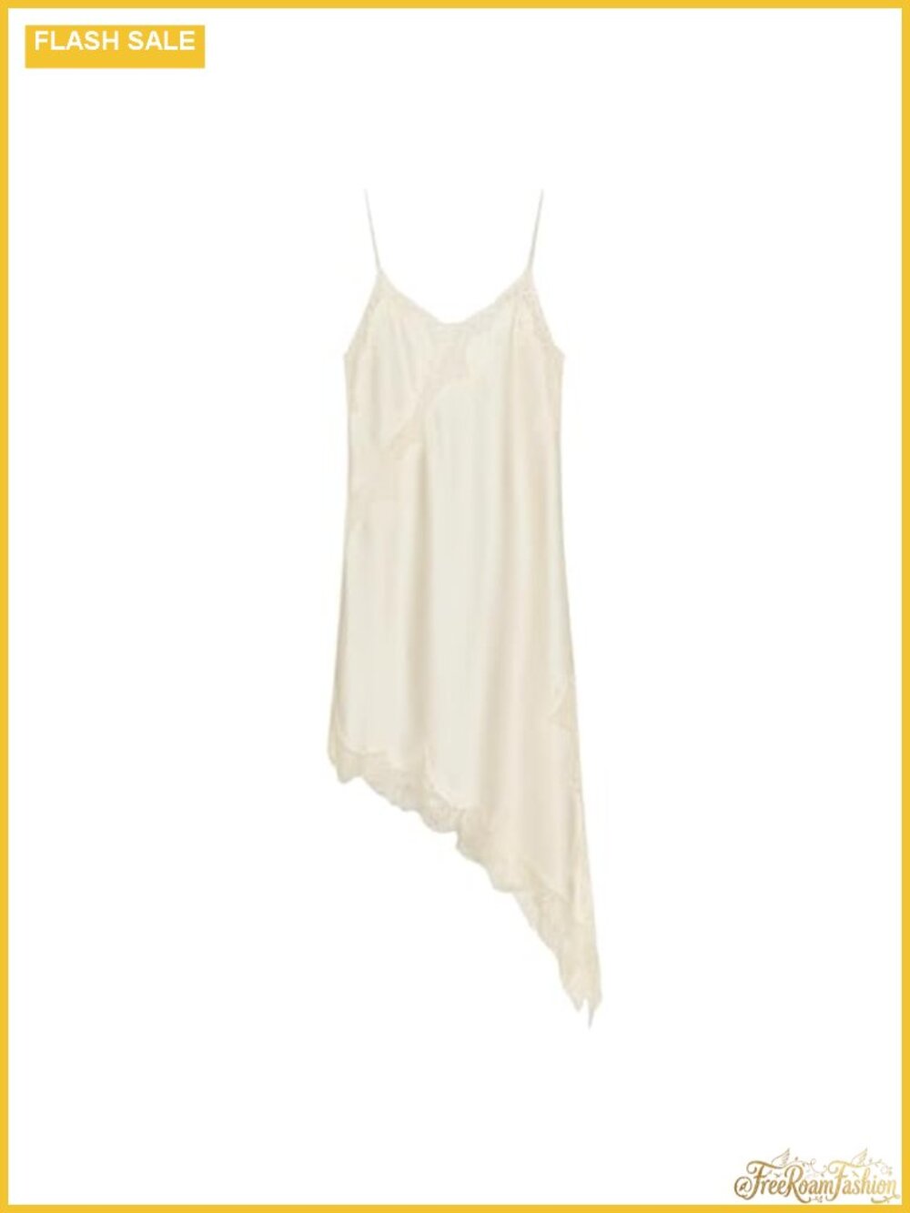 Satin Asymmetric Lace Mini Dress Cocktail Date Night V-Neck